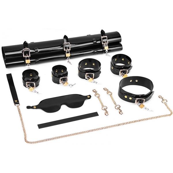 Patent Leather Bondage Kit 11pcs set BLACK