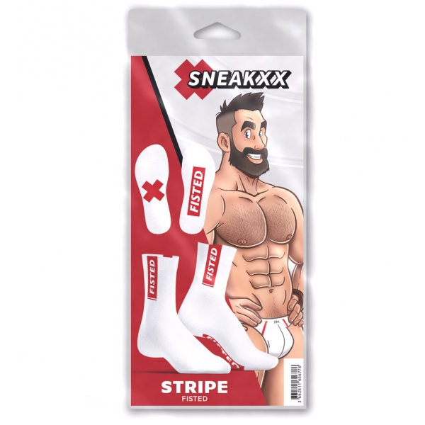 Chaussettes STRIPE FISTED SneakXX Blanc-Rouge