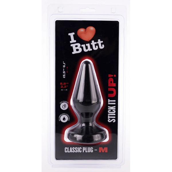 Plug Classic M I Love Butt 13 x 5,3 cm Negro