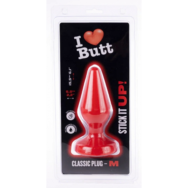 Plug Classic M I Love Butt 13 x 5,3 cm Rood