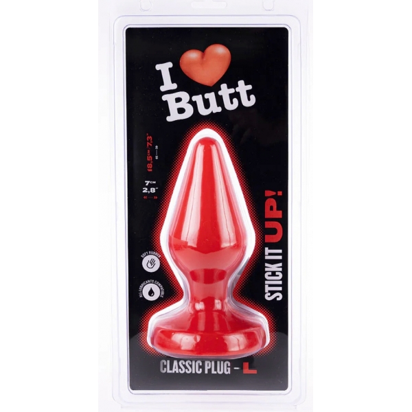 Plug Classic L I Love Butt 15 x 6,8 cm rosso