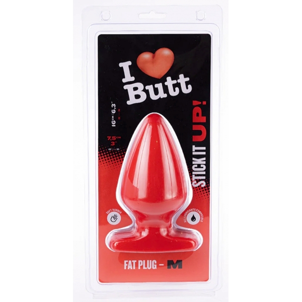 Plug Fat M I Love Butt 14 x 7,5 cm Rood