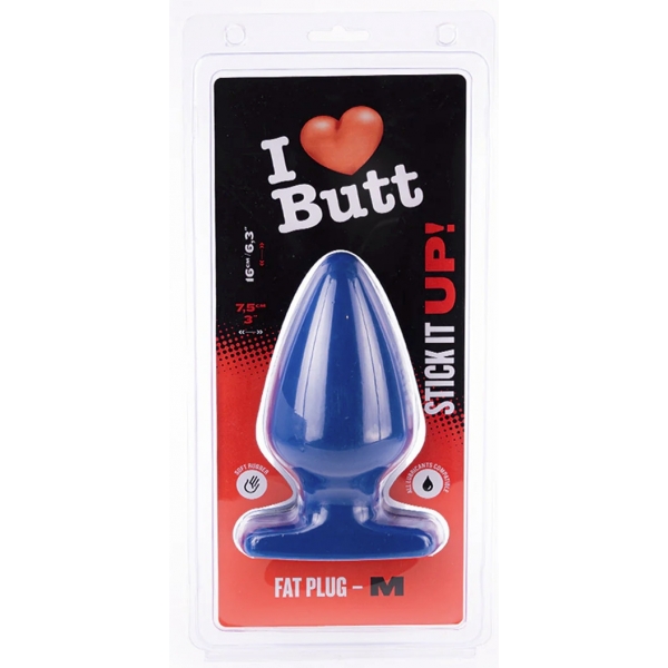 Plug Fat M I Love Butt 14 x 7.5 cm Blau