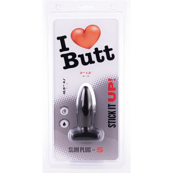 Plug Slim S I Love Butt 8,5 x 3 cm Negro