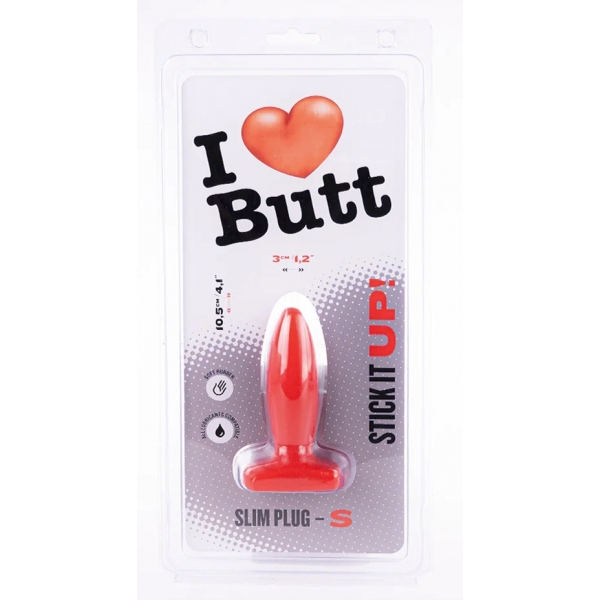 Plug Slim S I Love Butt 8,5 x 3 cm Rosso