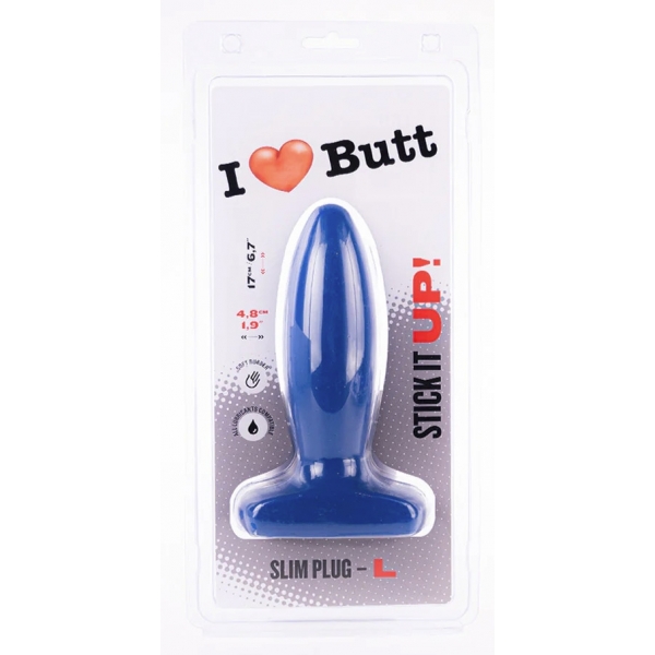 Plug Slim L I Love Butt 14 x 4,8 cm Azul