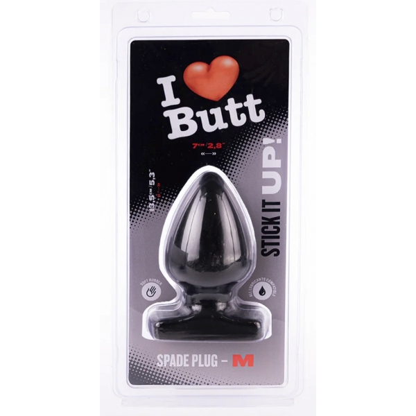 Plug Spade M I Love Butt 11 x 6.7 cm Black