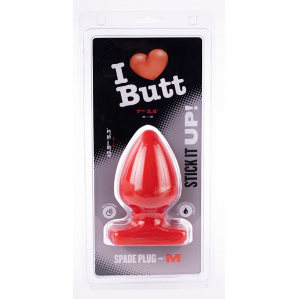 Plug Spade M I Love Butt 11 x 6,7 cm Rojo