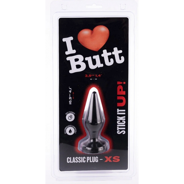 Plug Classic XS I Love Butt 9 x 3 cm Black