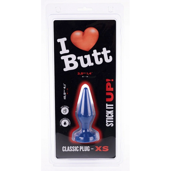 Plug Classic XS I Love Butt 9 x 3 cm Blau