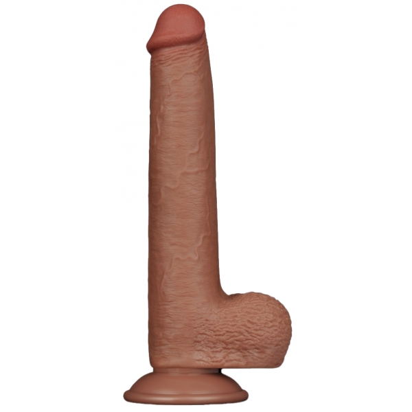 Dildo com bolsa de pele deslizante 17 x 3,5 cm castanho