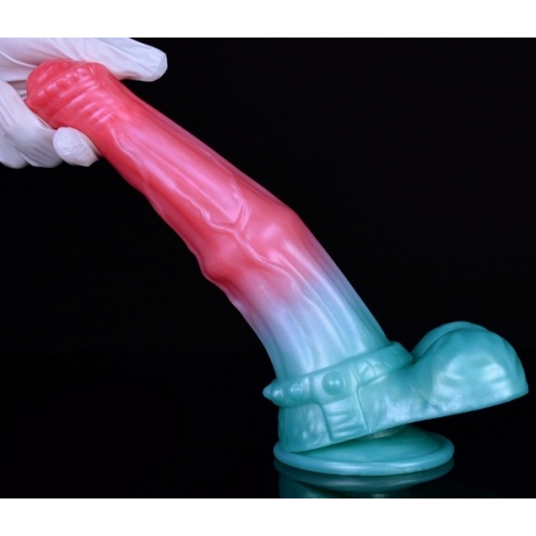 Alien Beast Cyan Rainbow 9.3" Dildo - B