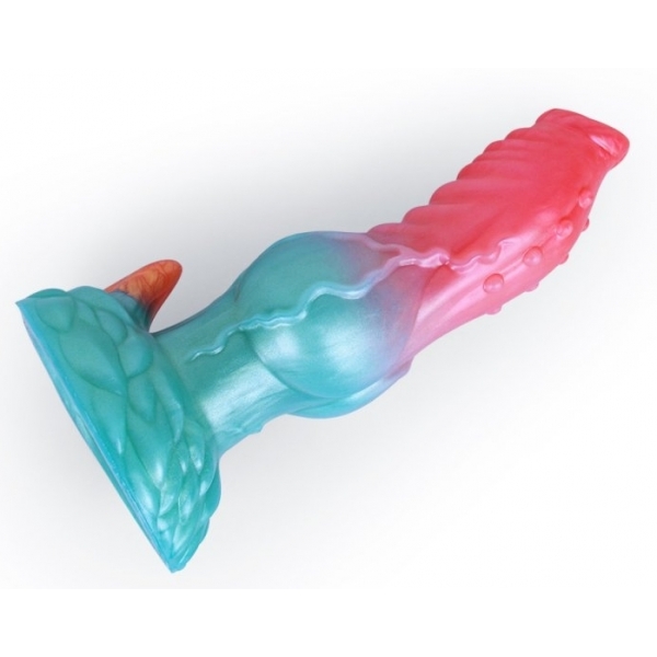 Alien Beast Cyan Rainbow 7.7" Dildo - J