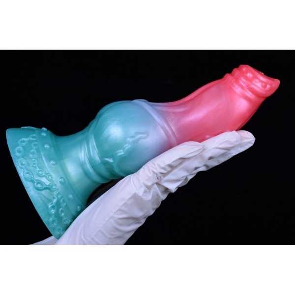 Alien Beast Cyan Rainbow 7.9" Dildo - K