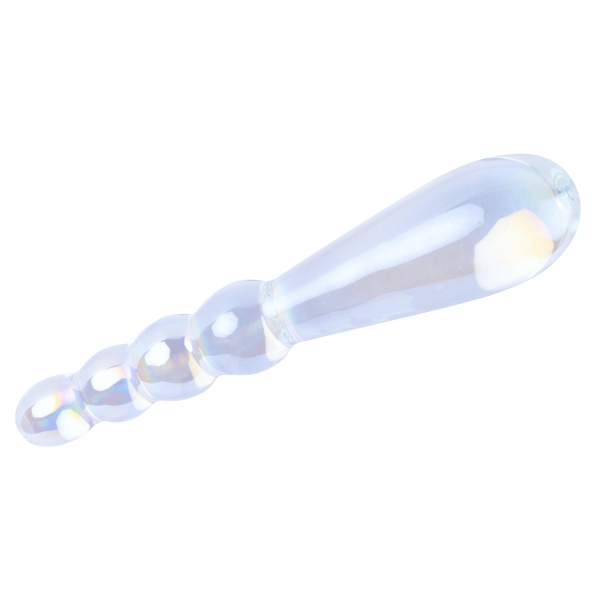 Glass Dildo Rising Ripples 18 x 3.5cm Transparent