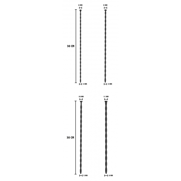 Conjunto de 4 hastes de uretra para iniciantes 30 cm - Diâmetro 3 a 6 mm
