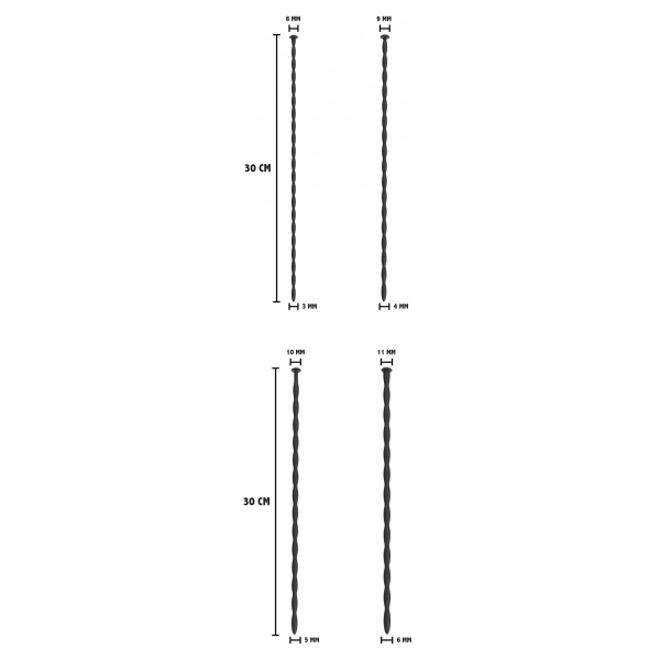 Set di 4 aste per uretra Starter Set 30 cm - Diametro da 3 a 6 mm