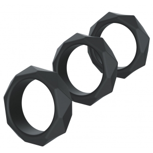 Hidden Desire Conjunto de 3 anéis de silicone preto pesado C-Ring