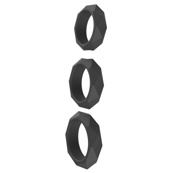 Set of 3 Black Heavy C-Ring Silicone Cockrings