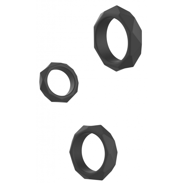 3er-Set Cockrings Silikon Heavy C-Ring Schwarz