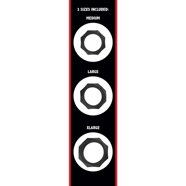 3er-Set Cockrings Silikon Heavy C-Ring Schwarz