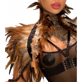 Beige-Brown Feather Shoulder Covers