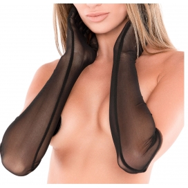 Kinky Diva Seductores Guantes Largos Transparentes Negro