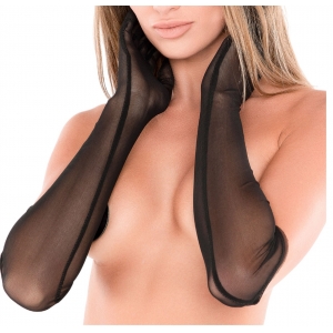 Kinky Diva Seductive Transparent Long Gloves Black