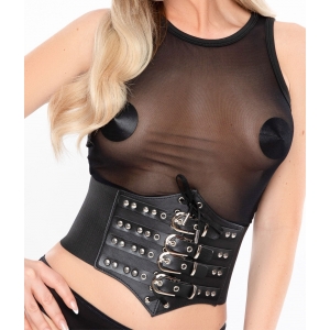 Kinky Diva Corsetto in pizzo e cinturino Cinchery nero