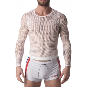 Barcode Berlin Fishnet Long Sleeve Capo WHITE