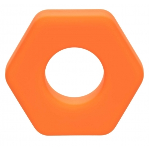 alpha ring CalExotics Alpha Liquid Silicone Prolong Sexagon Ring Orange