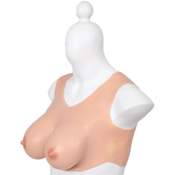 Round Collar Crossdresser Breast Forms - Cotton FLESH Bonnet D