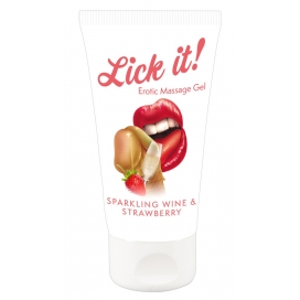 Lick it! Gel da massaggio al vino frizzante e alla fragola 50ml