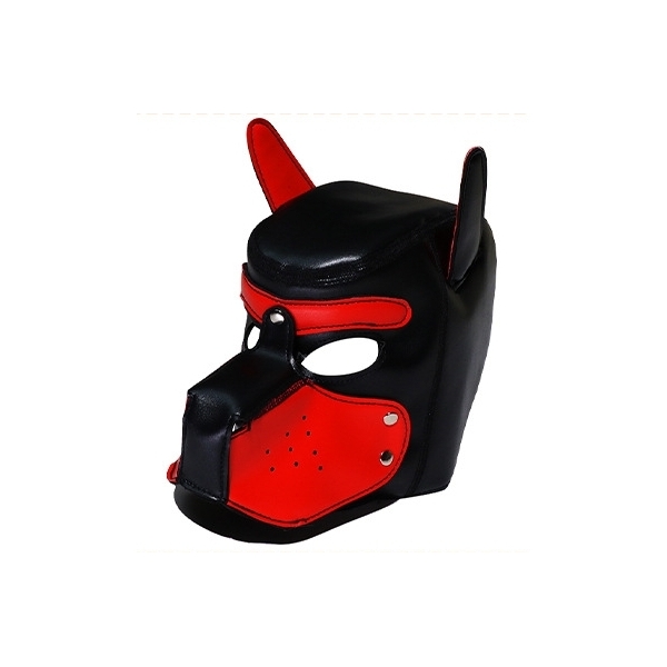 Canine Petplay Bondage Mask RED BLACK