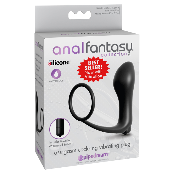 Anal Fantasy Collection  Ass-Gasm Cockring Vibrating Plug Black