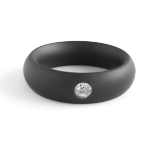 Black Label Anello in metallo a forma di ciambella con strass nero