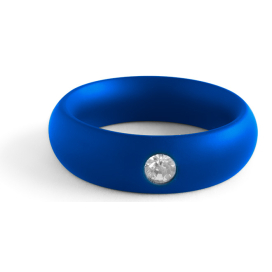 Cockring en acier DONUT STRASS Bleu