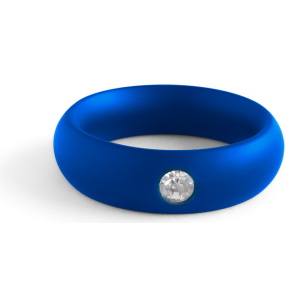 Black Label Anello in metallo a forma di ciambella con strass blu