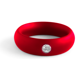 Black Label Cockring en métal Donut Strass Rouge