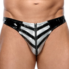 Black Level Men Braguita sexy Vinyl Raft Negro-Plata