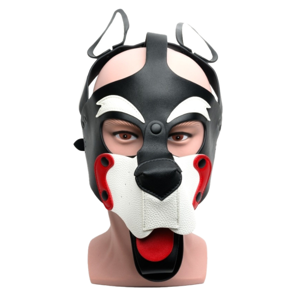 665 Playful Pup Hood Black/White/Red