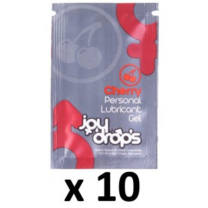 Joy Drops Paquete de 10 vainas de lubricante de 5mL sabor cereza