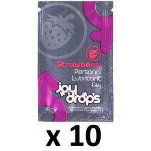 Joy Drops Paquete de 10 vainas de lubricante con sabor a fresa 5mL