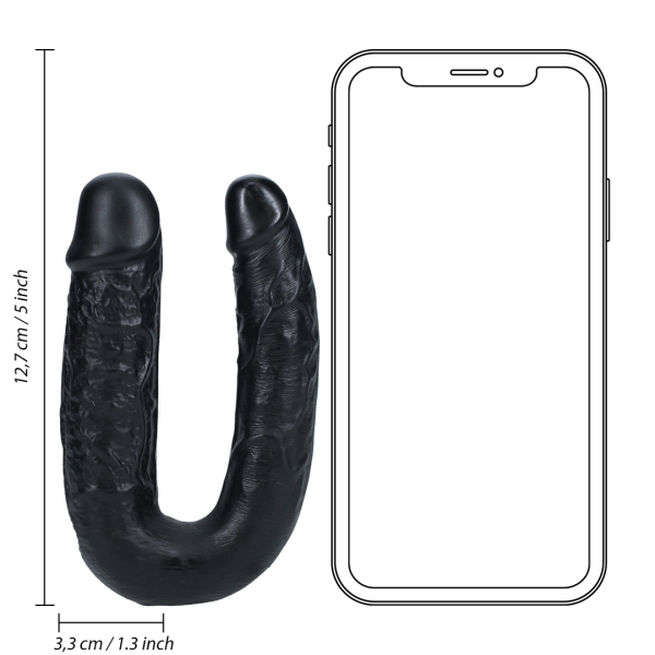 Dildo doppio a forma di U 12 x 3 cm nero