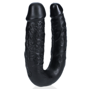 Real Rock Dildo duplo em forma de U 12 x 3cm preto