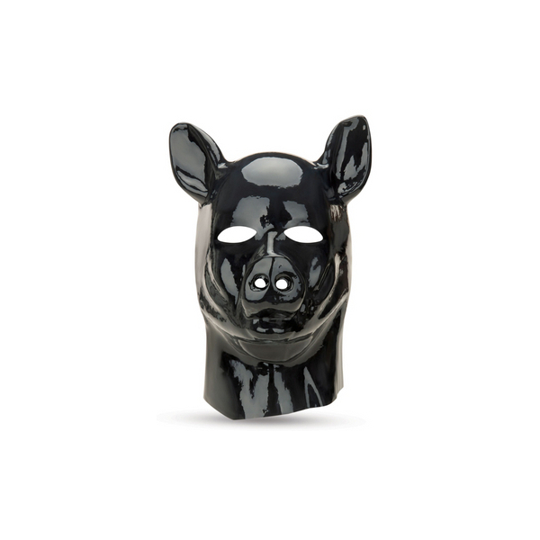 Latex Pig Hood - Black