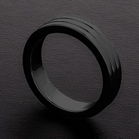 Cockring Ribbed Triune Noir 10mm