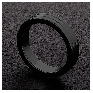 Triune Anillo de gallo acanalado Triune Negro 10mm