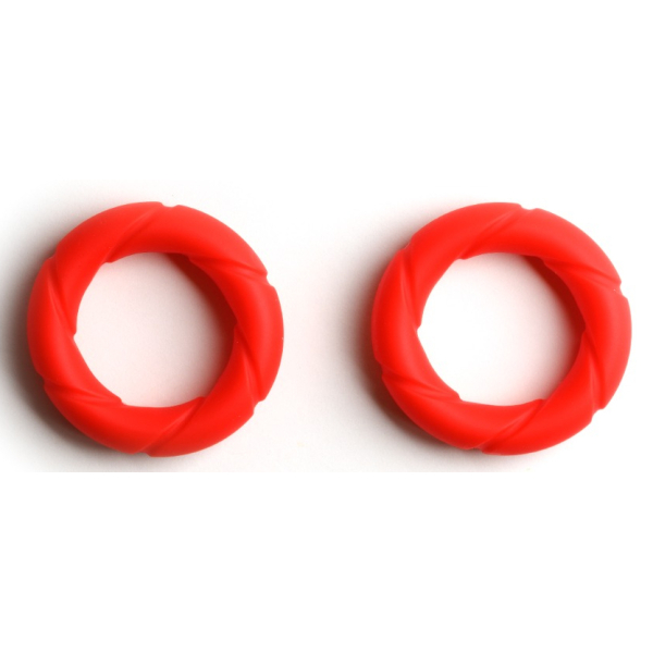 Lot de 2 Anneaux péniens Silicone READY RINGS 28 mm Rouges