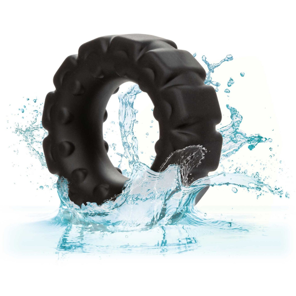 CalExotics Alpha Liquid Silicone Prolong Tread Ring Black